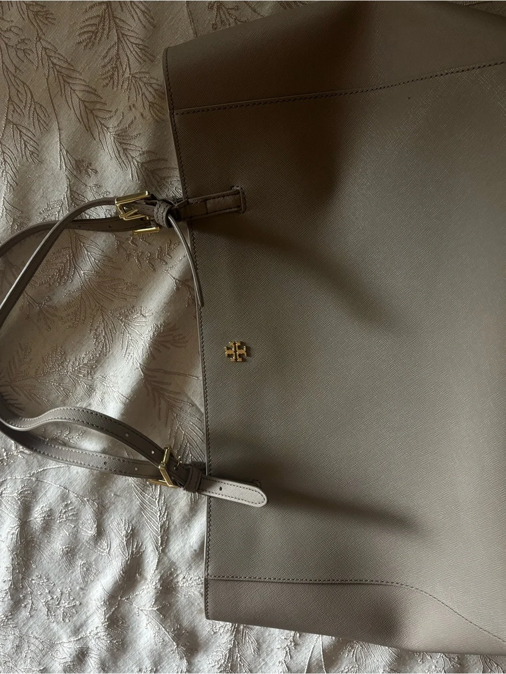 Tory Burch Leather Tote with Gold Logo